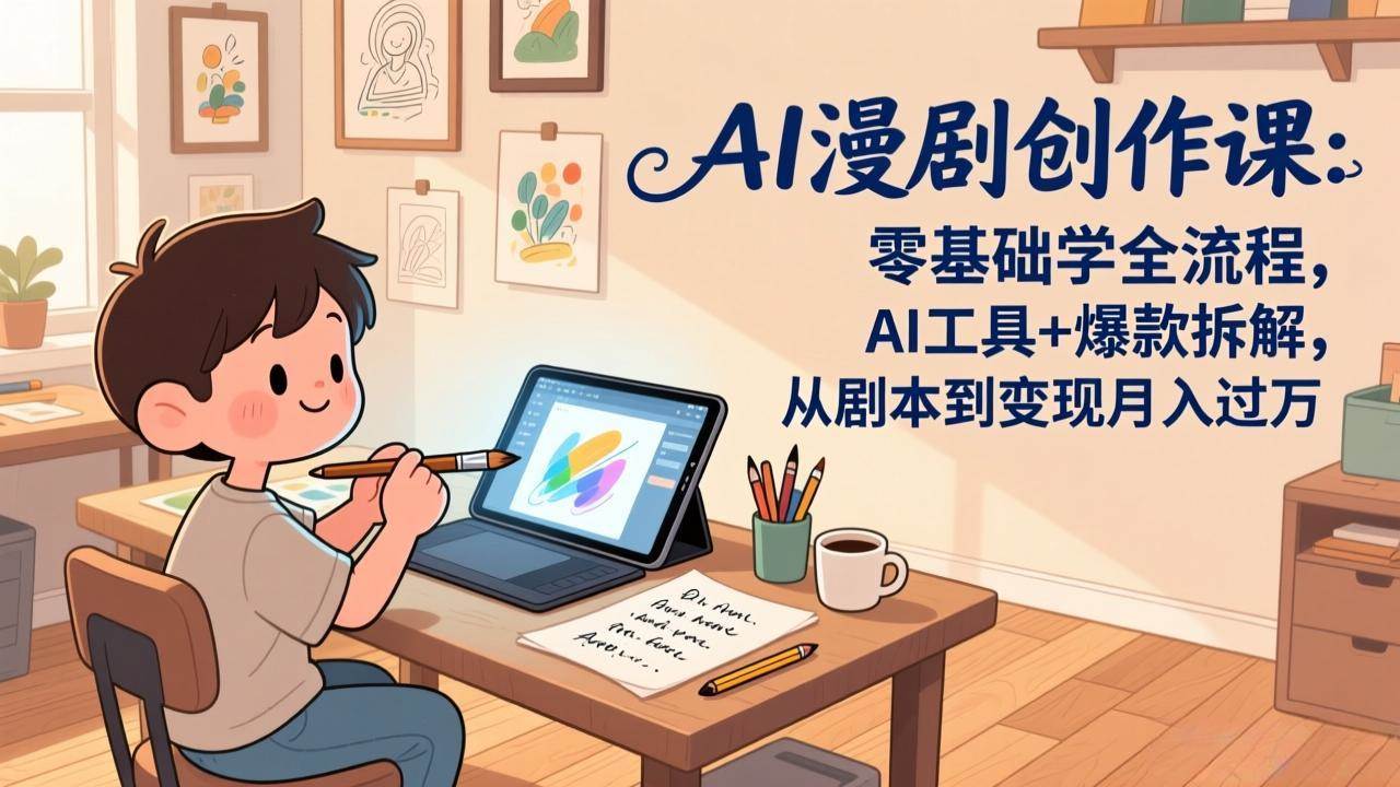 （17519期）AI漫剧创作课：零基础学全流程，AI工具+爆款拆解，从剧本到变现月入过万-华夏圈