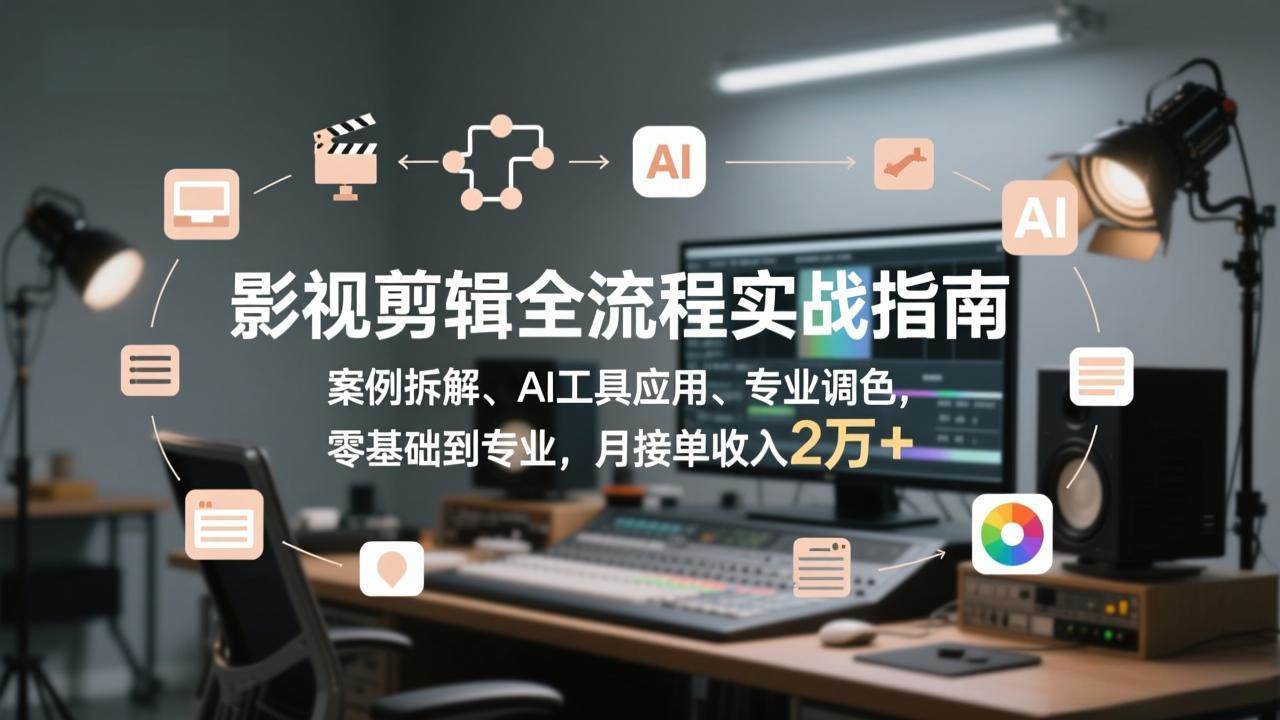 （17338期）影视剪辑全流程实战指南，案例拆解、AI工具应用、专业调色，零基础到专业，月接单收入2万+-华夏圈