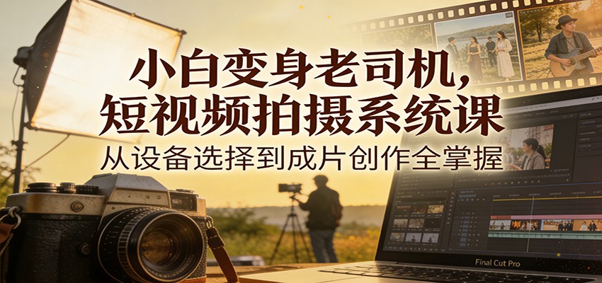 小白变身老司机，短视频拍摄系统课，从设备选择到成片创作全掌握-华夏圈