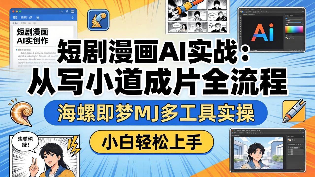 （17945期）短剧漫画AI实战：从写小说到成片全流程，海螺即梦MJ多工具实操，小白轻松上手-华夏圈