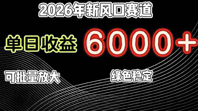 （17135期）2026年新风口赛道，当日6000+以上，可批量放大，月收入20万+，长期绿色稳定的项目-华夏圈