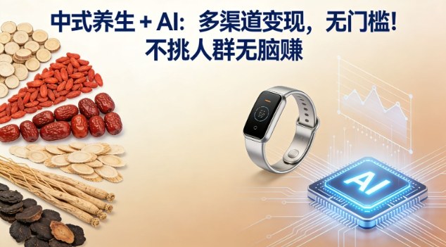 中式养生+AI：多渠道变现，无门槛，不挑人群无脑賺-华夏圈