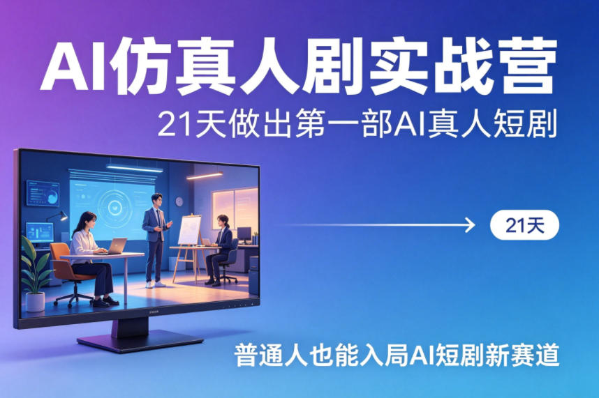 AI仿真人剧实战营，21天做出第一部AI真人短剧，普通人也能入局AI短剧新赛道-华夏圈