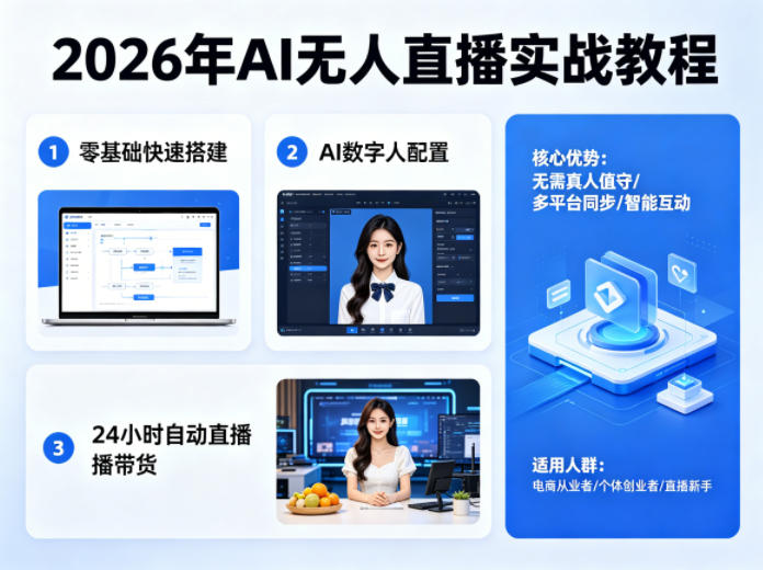 2026年AI无人直播实战教程，零基础也能快速搭建AI数字人无人直播间，实现24小时自动直播带货-华夏圈
