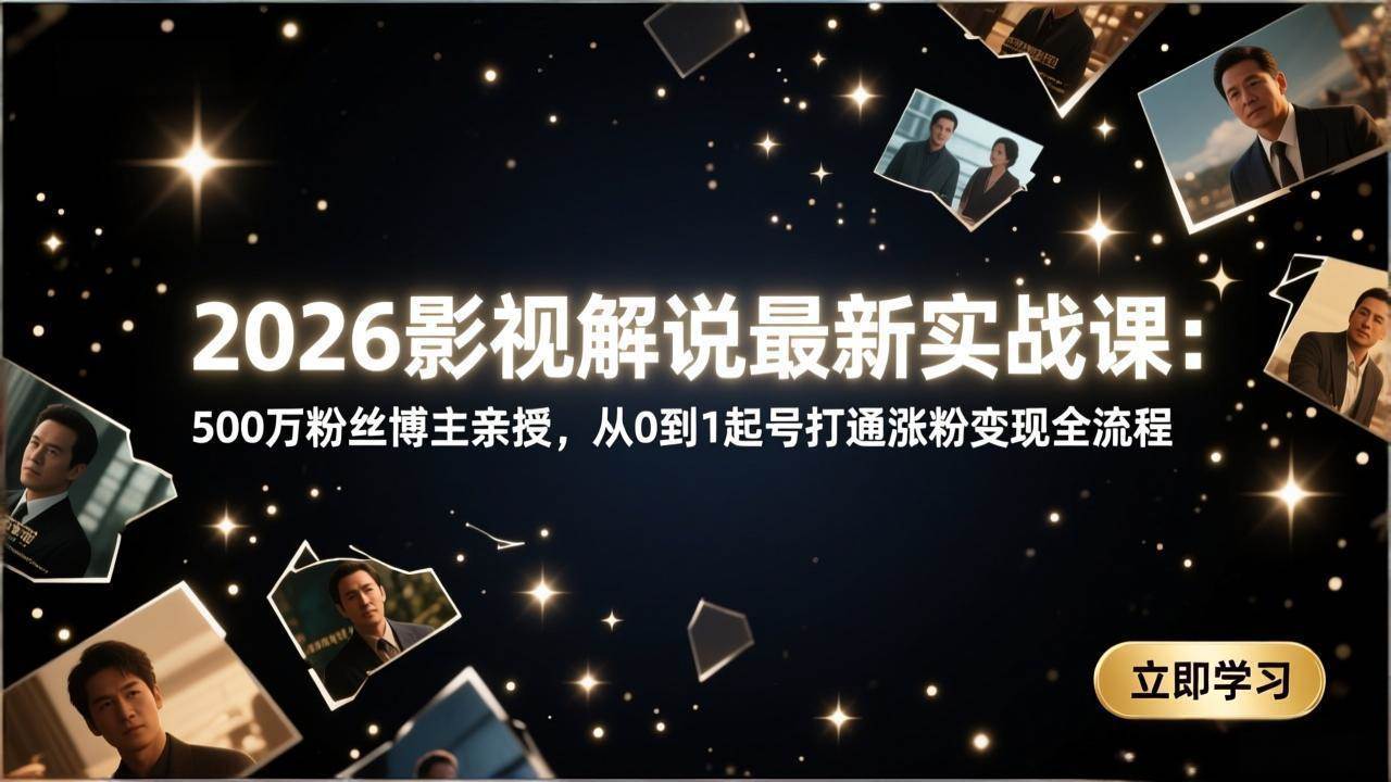 （17530期）2026影视解说最新实战课：500万粉丝博主亲授，从0到1起号打通涨粉变现全流程-华夏圈