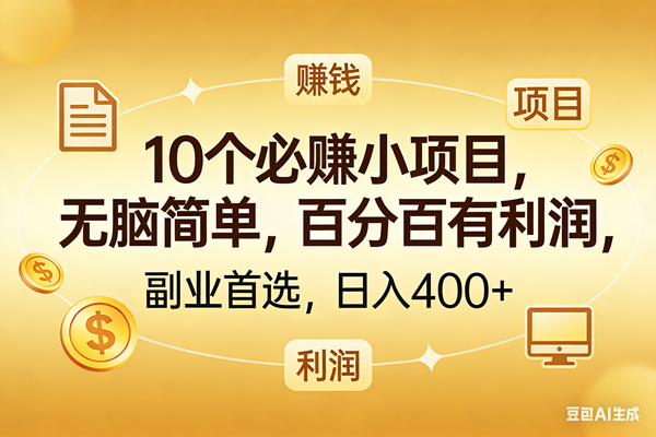 （17812期）10个必赚的小项目，百分百有利润，无脑简单，副业首选，日入400+-华夏圈