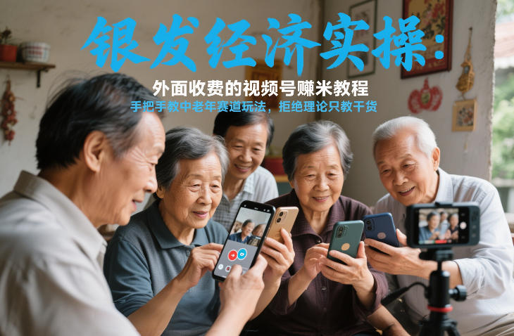 银发经济实操：外面收费的视频号賺米教程，手把手教中老年赛道玩法，拒绝理论只教干货-华夏圈