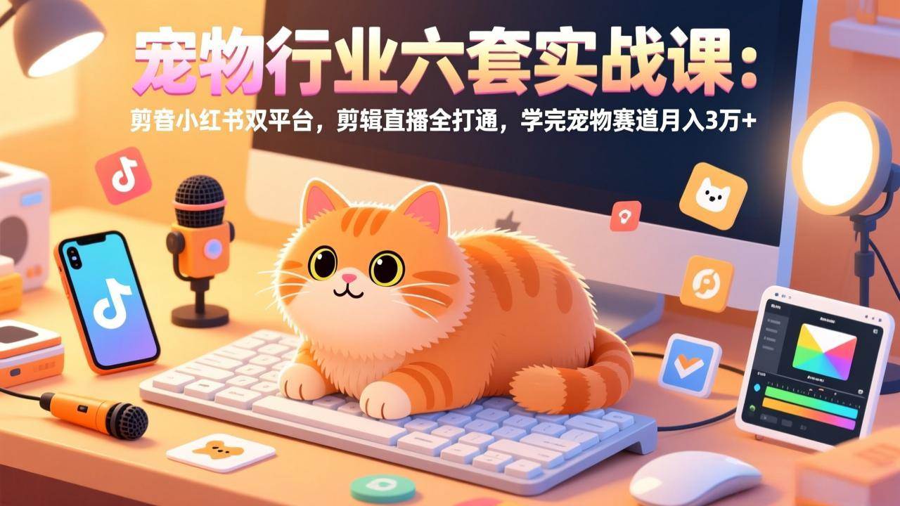 （17411期）宠物行业六套实战课：抖音小红书双平台，剪辑直播全打通，学完宠物赛道月入3万+-华夏圈