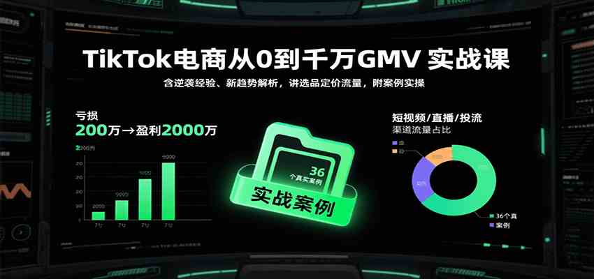 TikTok电商从0到千万GMV实战课，含逆袭经验、新趋势解析，讲选品定价流量等（更新）-华夏圈