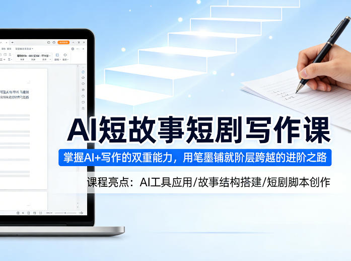 AI短故事短剧写作课，掌握AI+写作的双重能力，用笔墨铺就阶层跨越的进阶之路-华夏圈