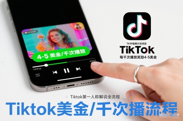 TK中视频计划项目，Tiktok第一人称解说流程，每干次播放奖励4-5美金-华夏圈