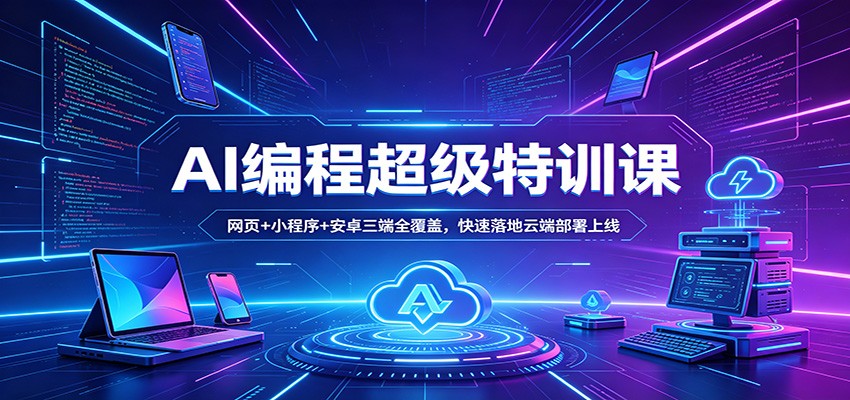 AI编程超级特训课：网页+小程序+安卓三端全覆盖，快速落地云端部署上线-华夏圈