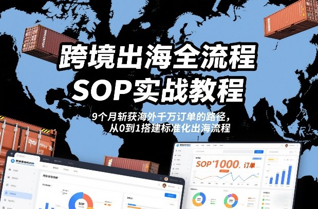 跨境出海全流程全盘托出SOP实战教程，9个月斩获海外千万订单的路径，从0到1搭建标准化出海流程-华夏圈