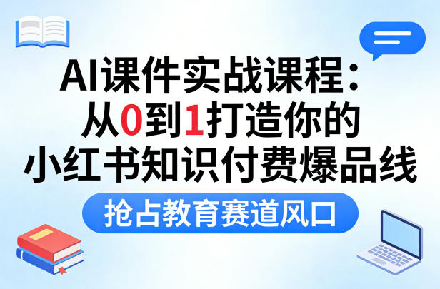 AI课件实战课程，从0到1打造你的小红书知识付费爆品线，抢占教育赛道风口-华夏圈