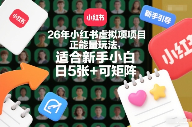 26年小红书虚拟项目正能量玩法，适合新手小白，日5张+可矩阵，附详细操作流程-华夏圈