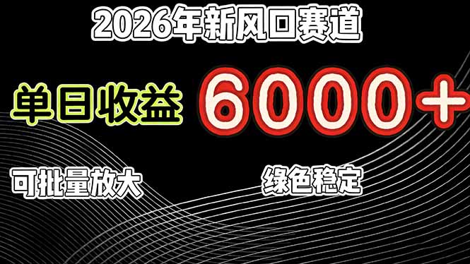 2026年新风口赛道，当日6000+以上，可批量放大，月收入20万+，长期绿色稳定的项目-华夏圈