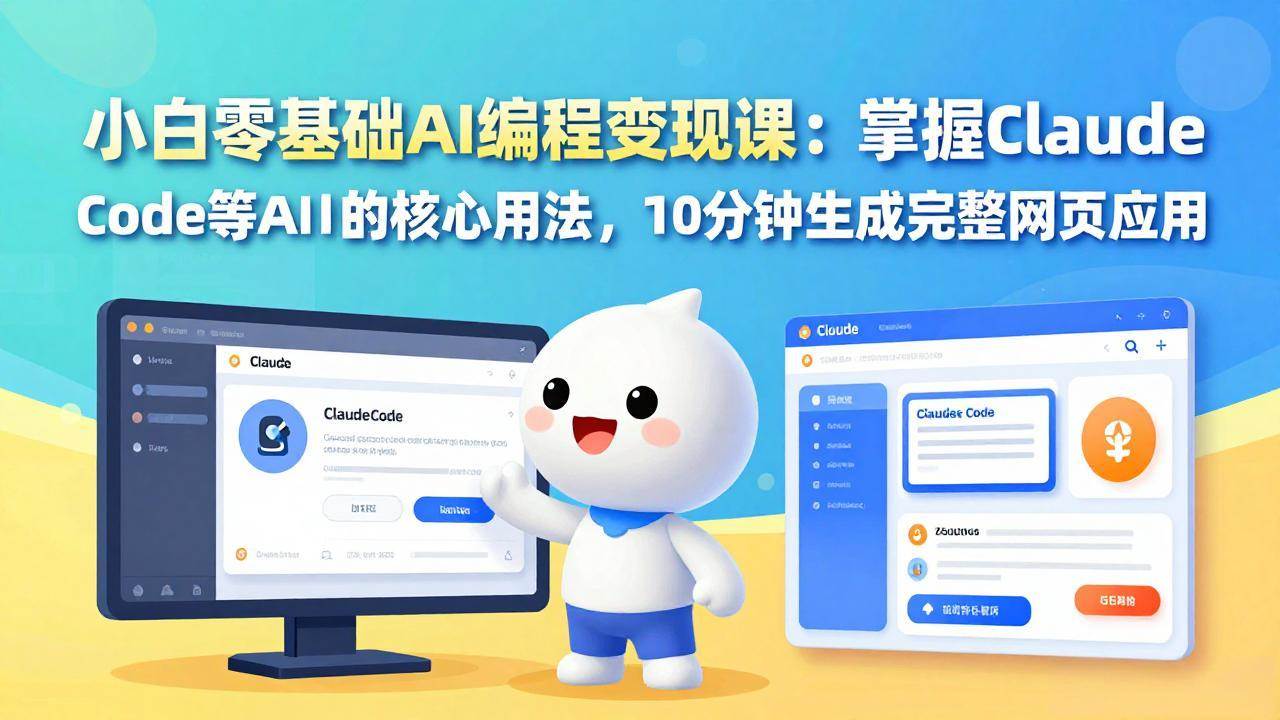 （17562期）小白零基础AI编程变现课：掌握Claude Code等AI工具的核心用法，10分钟生成完整网页应用-华夏圈
