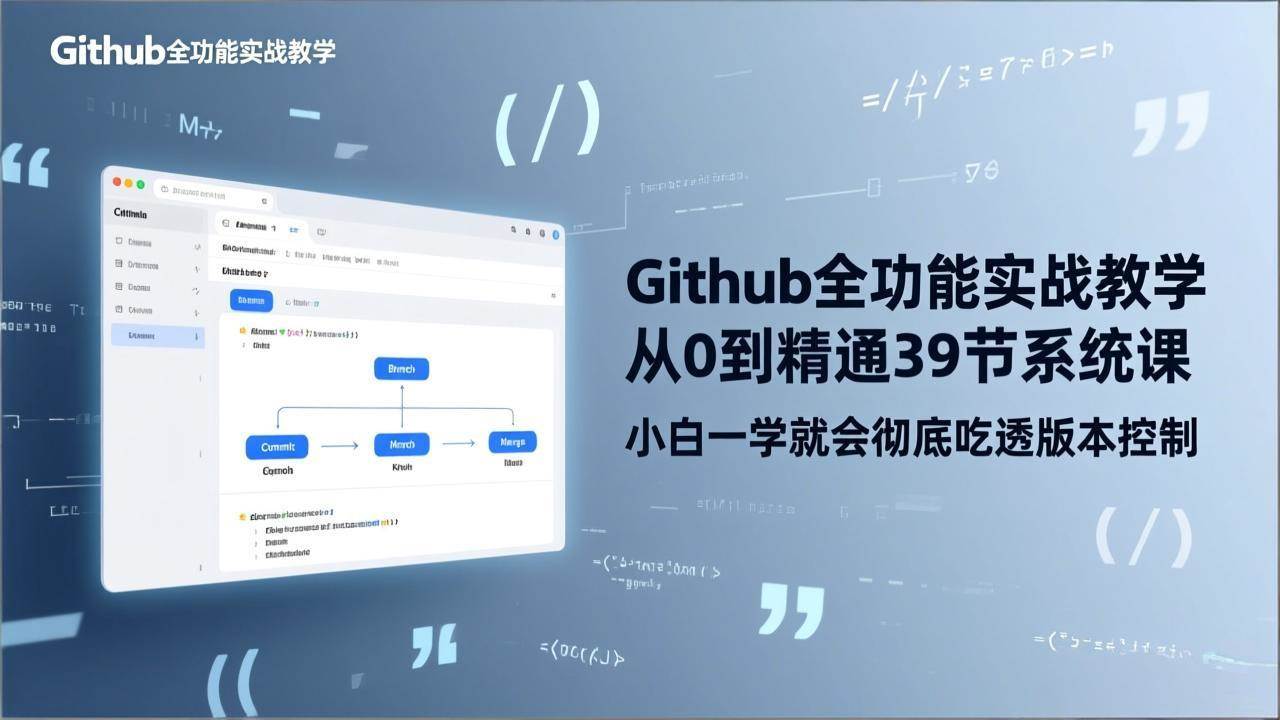 （17501期）GitHub-全功能实战教学，从0到精通39节系统课，小白一学就会彻底吃透版本控制-华夏圈
