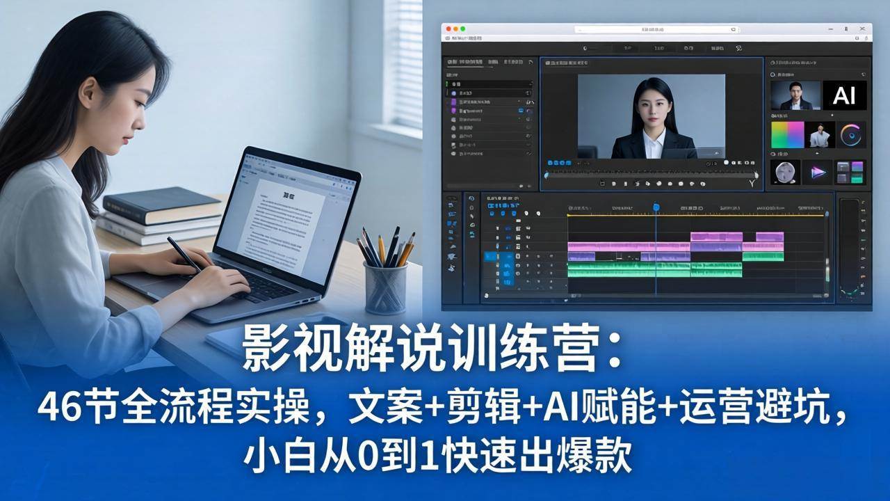 （18053期）影视解说特训营：46节全流程实操，文案+剪辑+AI赋能+运营避坑，小白从0到1快速出爆款-华夏圈
