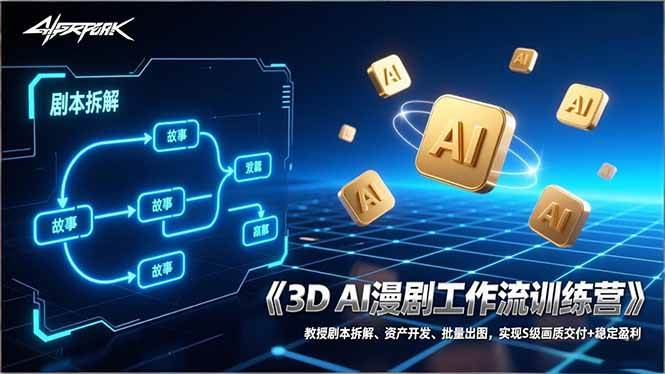 （17276期）3D AI漫剧工作流训练营：教授剧本拆解、资产开发、批量出图，实现S级画质交付+稳定盈利-华夏圈
