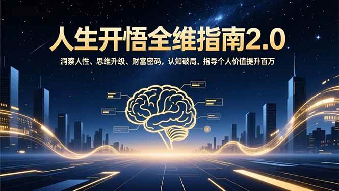 （16898期）人生开悟全维指南2.0：洞察人性、思维升级、财富密码，认知破局，指导个人价值提升百万-华夏圈