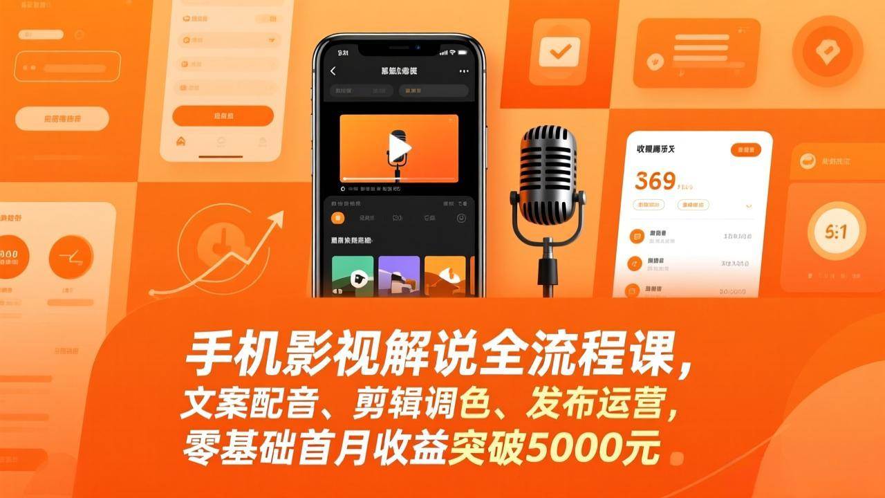 （17391期）手机影视解说全流程课，文案配音、剪辑调色、发布运营，零基础首月收益突破5000元-华夏圈