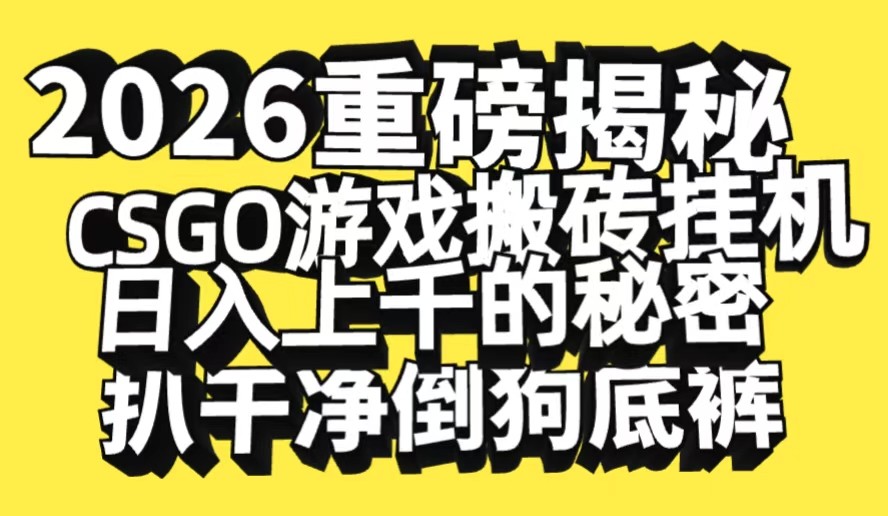 2026开年重磅解密，CSGO游戏搬砖挂机日入上千的秘密，把倒狗的底裤扒干-华夏圈