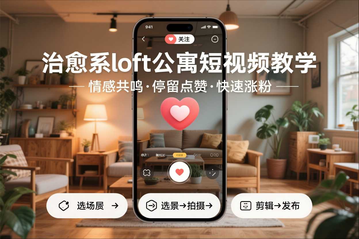 治愈系loft公寓短视频制作教学，情感共鸣引停留点赞关注，快速起号涨粉-华夏圈