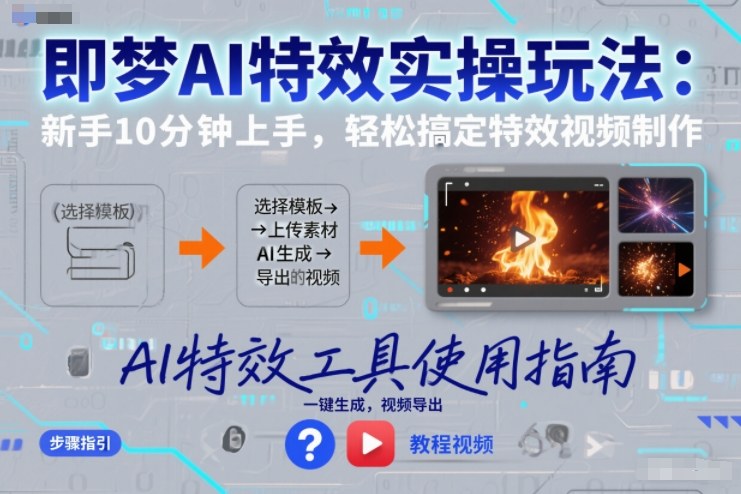 即梦AI特效实操玩法：新手10分钟上手，轻松搞定特效视频制作-华夏圈