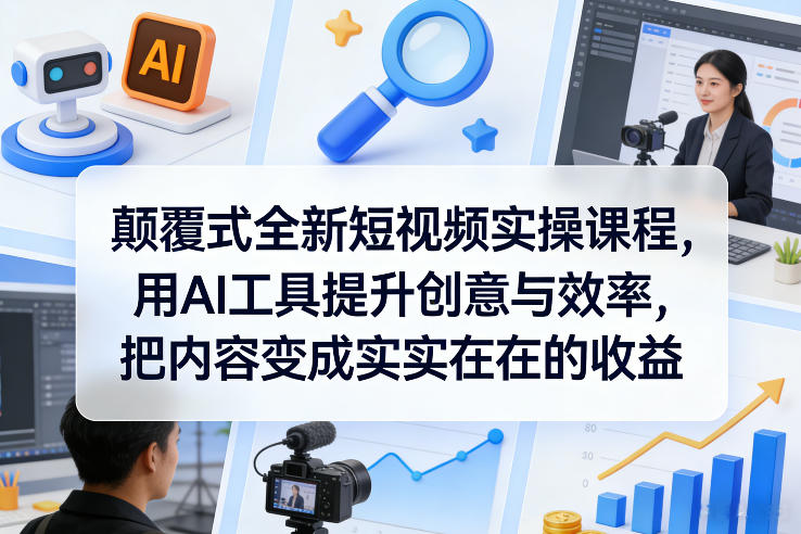 颠覆式全新短视频实操课程，用AI工具提升创意与效率，把内容变成实实在在的收益-华夏圈