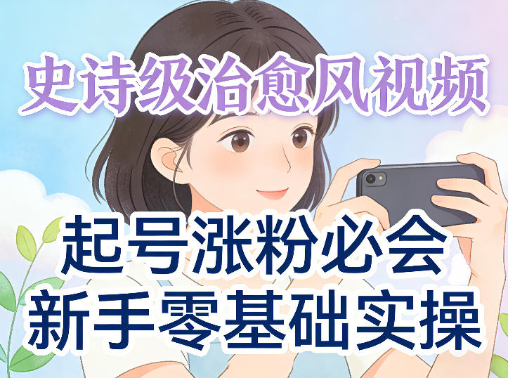 史诗级治愈风视频爆了，起号涨粉必会，新手零基础实操（实操+变现全讲解）-华夏圈