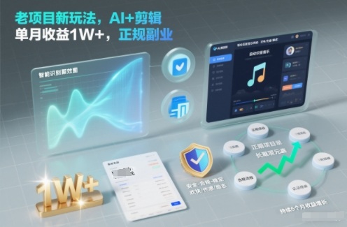 老项目新玩法，AI+剪辑，单月收益1W+，正规副业-华夏圈