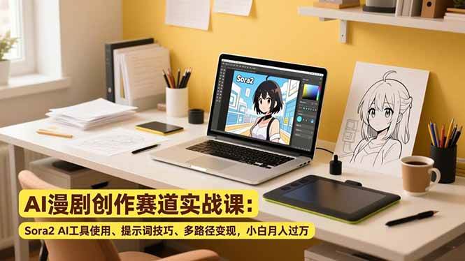 （16936期）AI漫剧创作赛道实战课：Sora2 AI工具使用、提示词技巧、多路径变现，小白月入过万-华夏圈