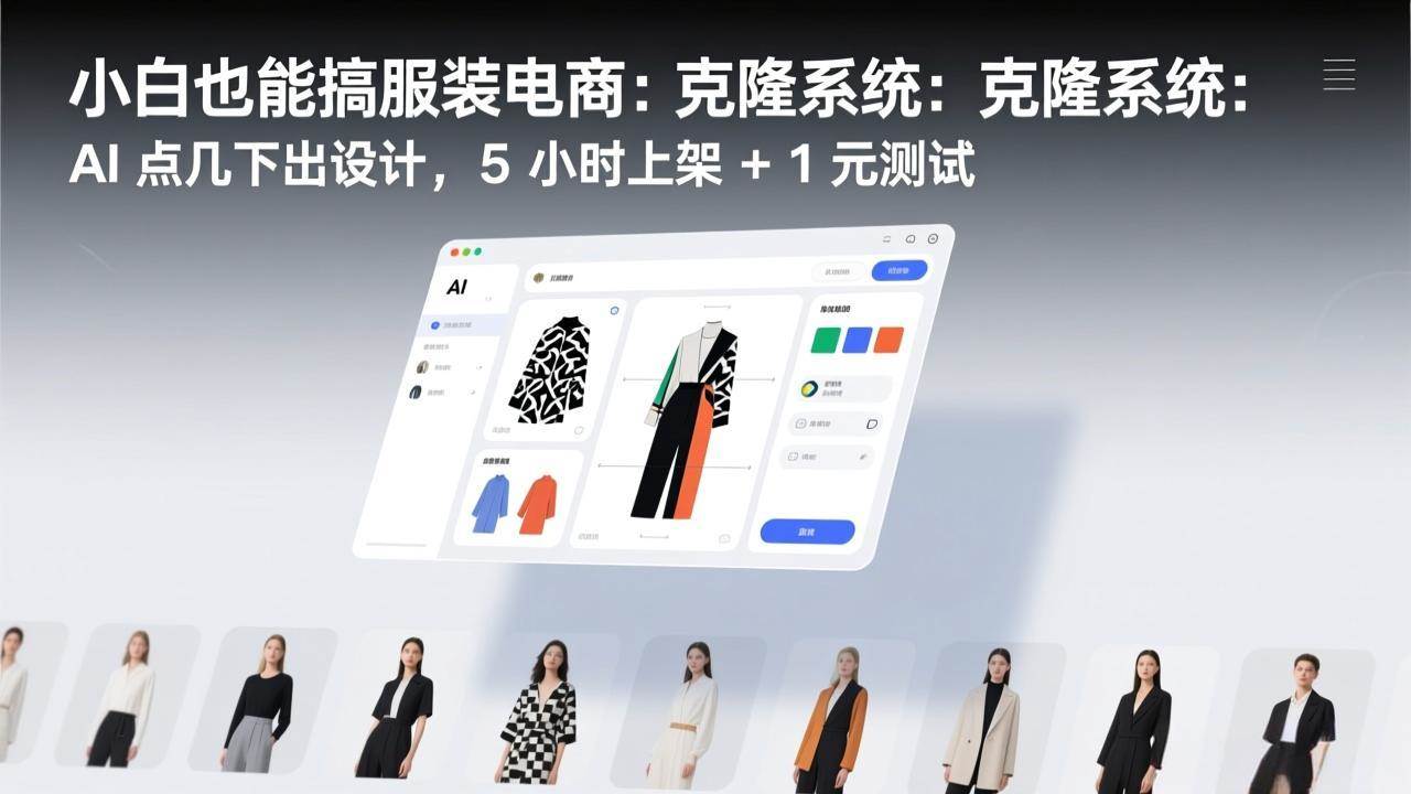 （17411期）小白也能搞服装电商：克隆系统：AI 点几下出设计，5 小时上架 + 1 元测试-华夏圈