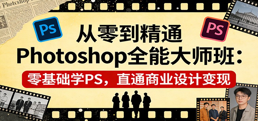 从零到精通Photoshop全能大师班：零基础学PS，直通商业设计变现-华夏圈