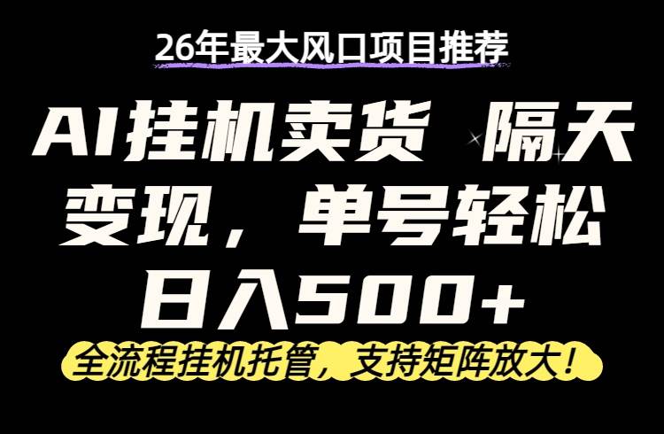 （17933期）26年最新AI挂机卖货，隔天出收益，单账号轻松日入500+-华夏圈