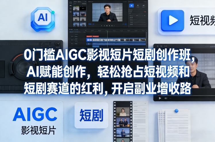 0门槛AIGC影视短片短剧创作班，AI赋能创作，轻松抢占短视频和短剧赛道的红利，开启副业增收路-华夏圈