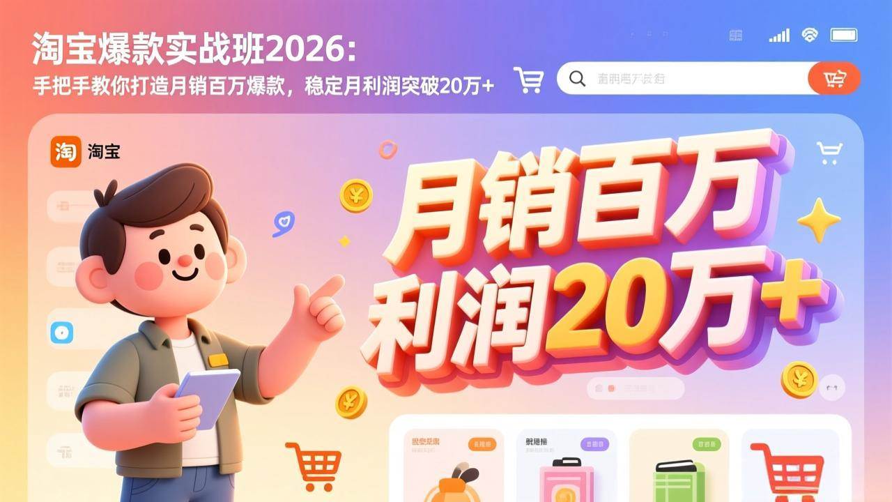 （17401期）淘宝爆款实战班-2026年2月更新：手把手教你打造月销百万爆款，稳定月利润突破20万+-华夏圈