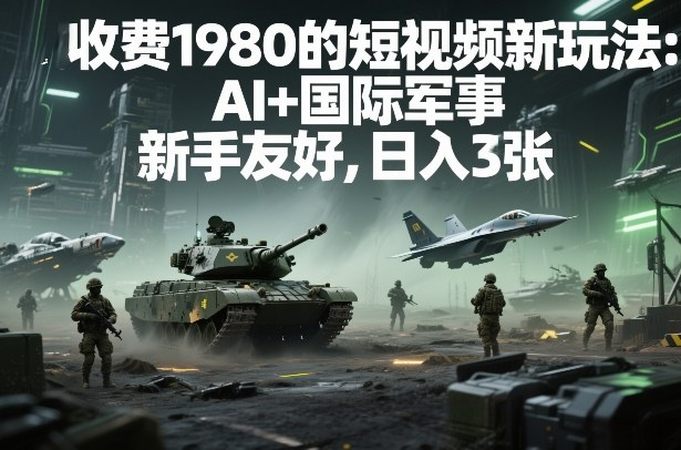 外面收费1980的短视频新玩法：AI+国际军事，新手友好，日入3张+【附详细教程】-华夏圈