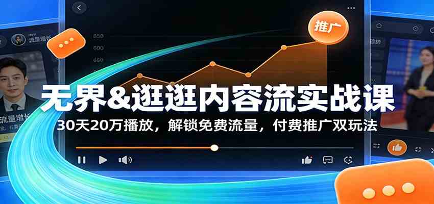 无界&逛逛内容流实战课：30天20万播放，解锁免费流量，付费推广双玩法-华夏圈